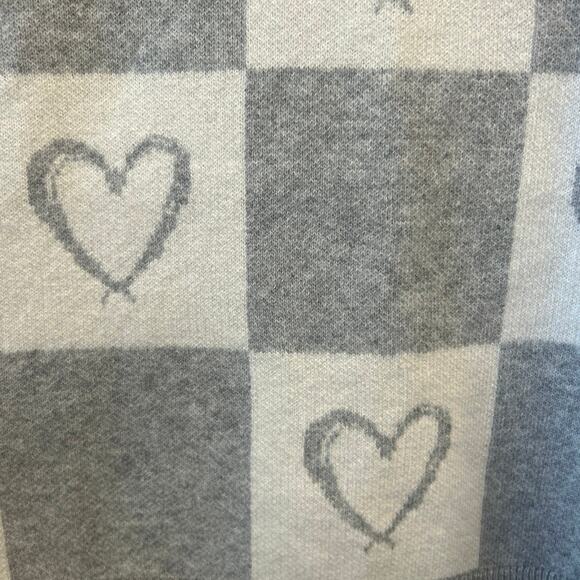 NWT LOFT Gray Heart Checkered Love thick soft Sweater Size Large MSRP $89.95 - Picture 6 of 8